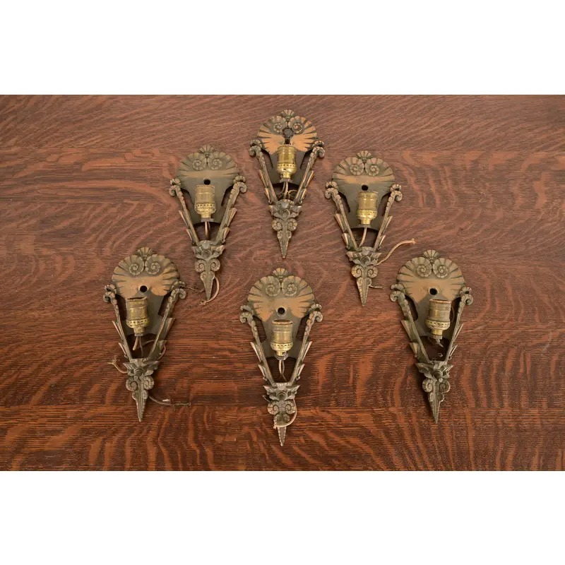 1930s Mid-West Art Deco Bronze Soleure Wall Sconces, 1930s - Image 10