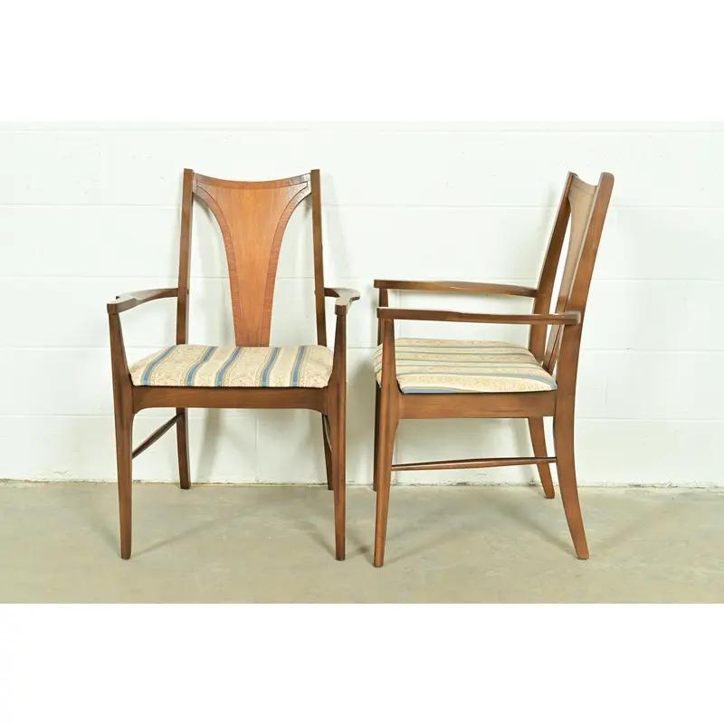 Broyhill Brasilia Mid-Century Modern Sculpted Walnut Armchairs, Pair - Image 10
