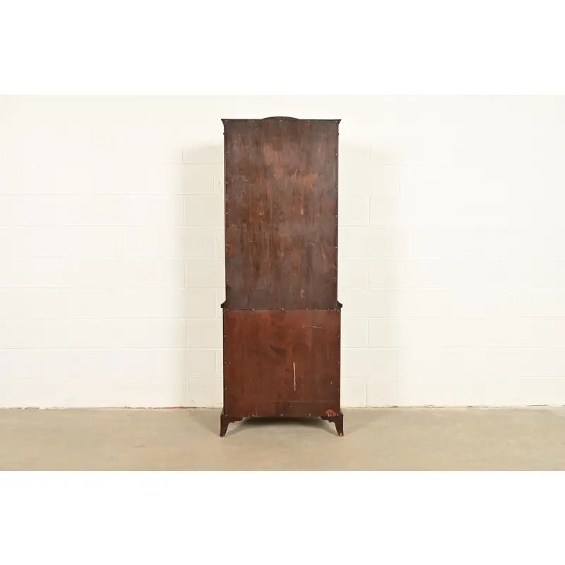 English Regency Antique Carved Mahogany Breakfront Bookcase Cabinet, Circa 1890s - Image 10