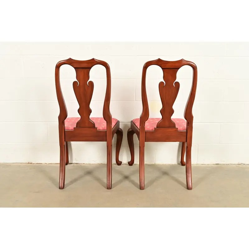 Henkel Harris Queen Anne Solid Cherry Wood Side Chairs or Dining Chairs, Pair - Image 10