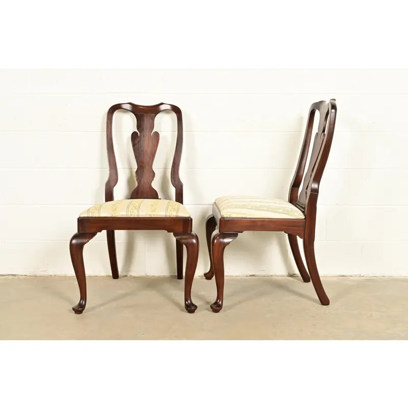 Henkel Harris Queen Anne Solid Mahogany Side Chairs or Dining Chairs, Pair - Image 10