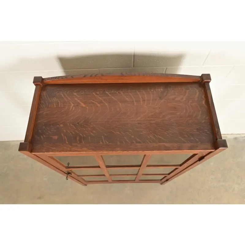 L. & J. G. Stickley Antique Mission Oak Arts and Crafts Bookcase Cabinet, Circa 1910 - Image 10