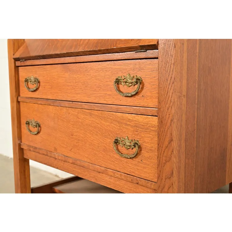 Lifetime Furniture Antique Mission Oak Arts & Crafts Drop Front Secretary Desk, Circa 1910 - Image 10