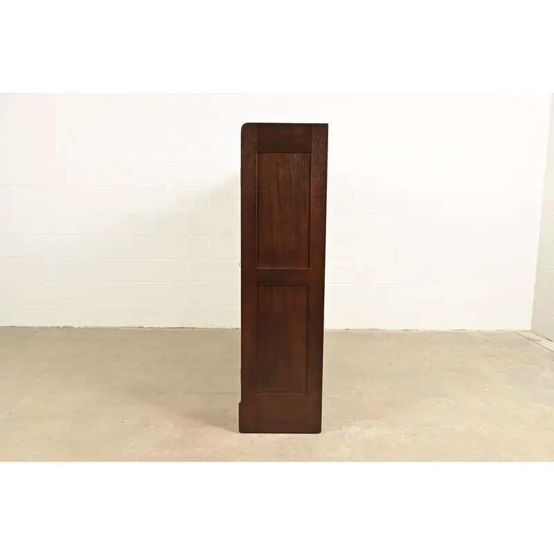 Limbert Style Antique Arts & Crafts Mahogany Double Bookcase Cabinet, Newly Refinished - Image 10