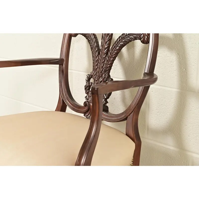 Romweber Antique French Regency Louis XVI Carved Mahogany Dining Chairs, Set of Six - Image 10