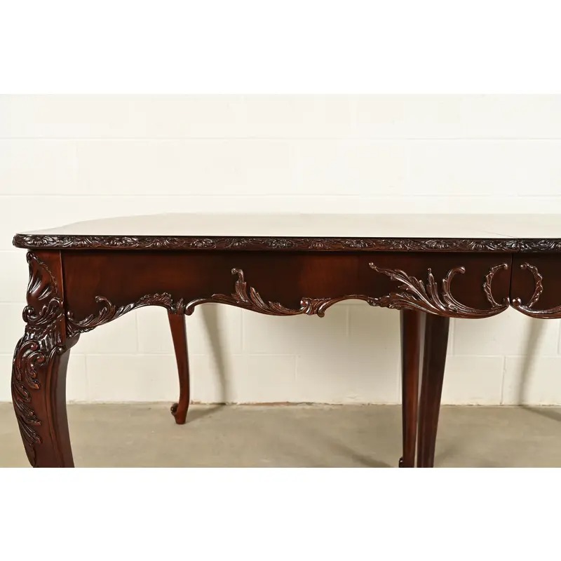 Romweber French Provincial Louis XV Mahogany Extension Dining Table, Newly Refinished - Image 10