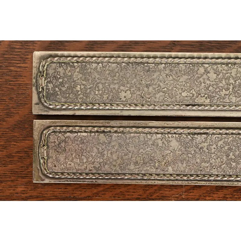 Roycroft Arts & Crafts Silver Finished Hammered Copper Blotter Ends With Leather Desk Blotter - Image 10