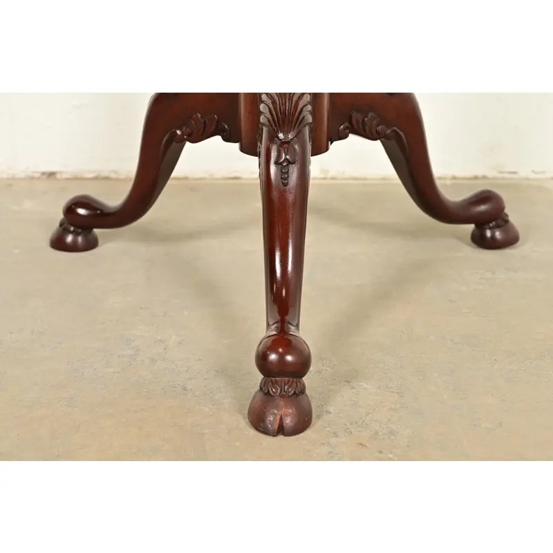 Smith & Watson Georgian Mahogany and Burl Wood Pedestal Tea Table - Image 10