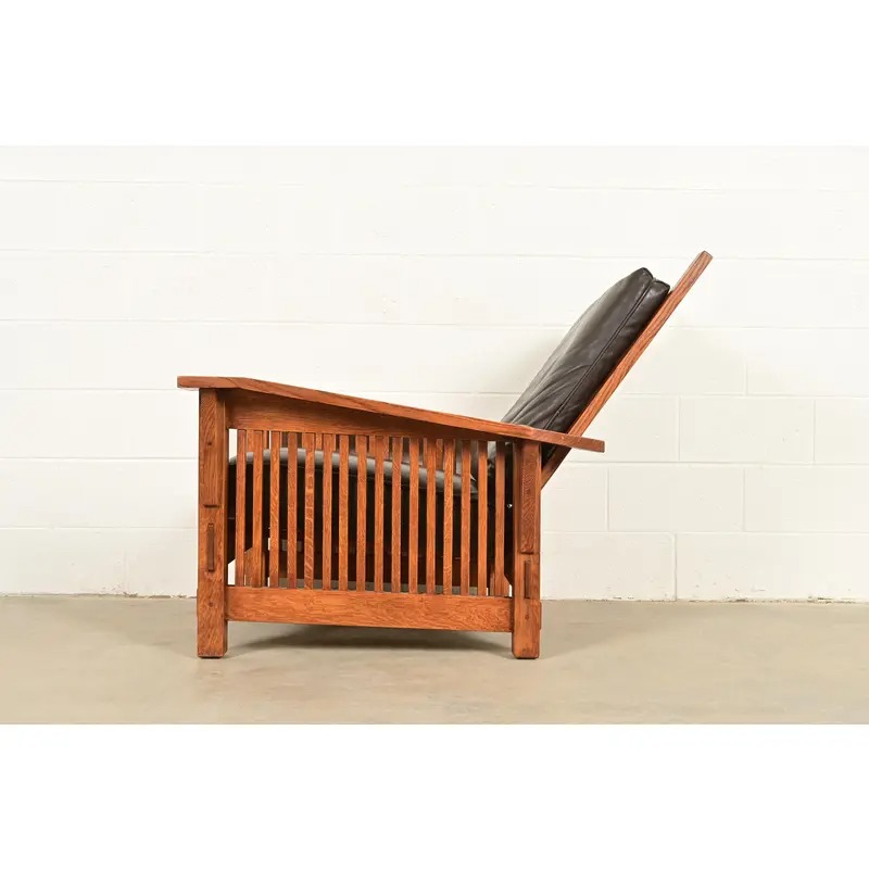 Stickley Mission Oak Arts & Crafts Spindle Reclining Morris Lounge Chair - Image 10
