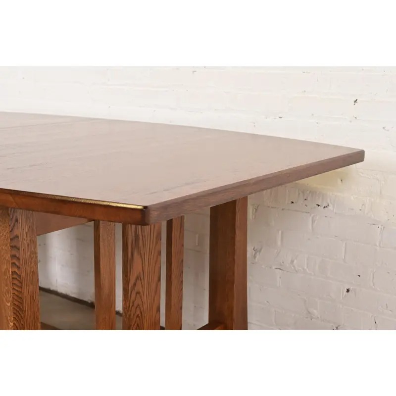 Stickley Style Mission Oak Arts & Crafts Extension Dining Table, Newly Refinished - Image 10
