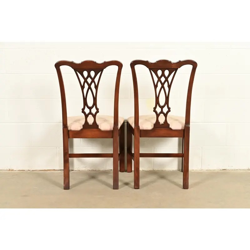Baker Furniture Style Georgian Carved Mahogany Dining Chairs, Set of Four - Image 11