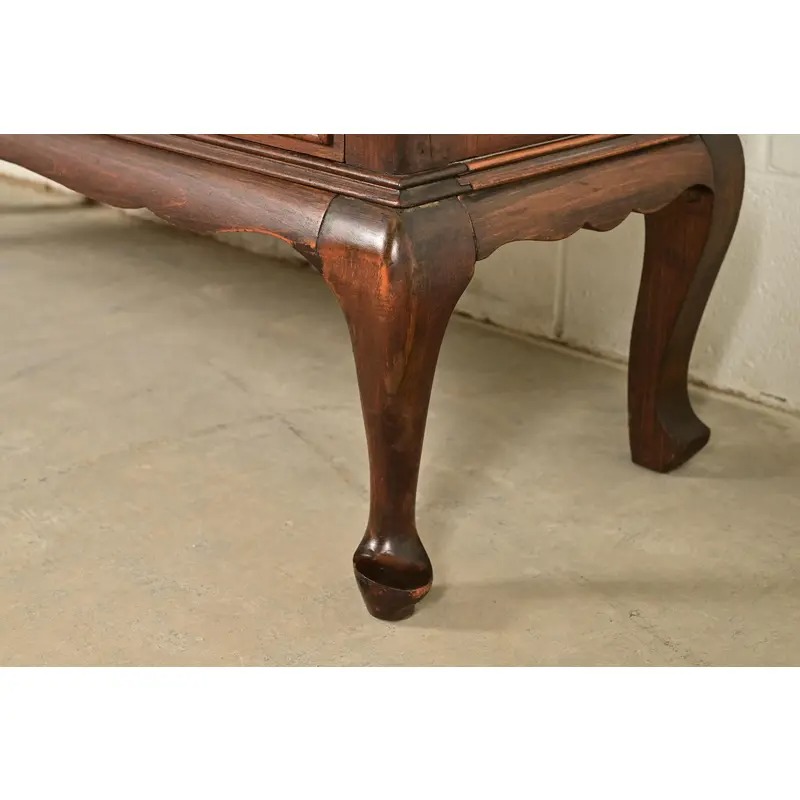 Berkey & Gay Style Antique Queen Anne Carved Mahogany Bookcase or Bar Cabinet, Circa 1920s - Image 11