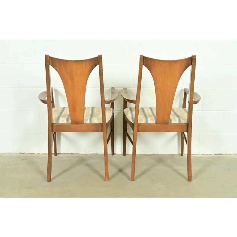 Broyhill Brasilia Mid-Century Modern Sculpted Walnut Armchairs, Pair - Image 11