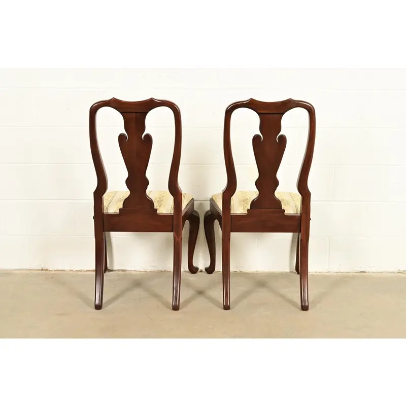 Henkel Harris Queen Anne Solid Mahogany Side Chairs or Dining Chairs, Pair - Image 11
