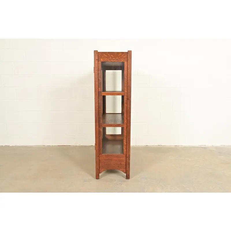 L. & J. G. Stickley Antique Mission Oak Arts and Crafts Bookcase Cabinet, Circa 1910 - Image 11