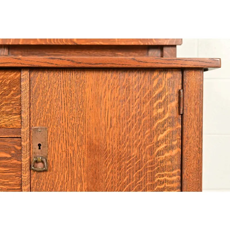 L. & J. G. Stickley Antique Mission Oak Arts & Crafts Sideboard or Bar Cabinet, Circa 1910 - Image 11