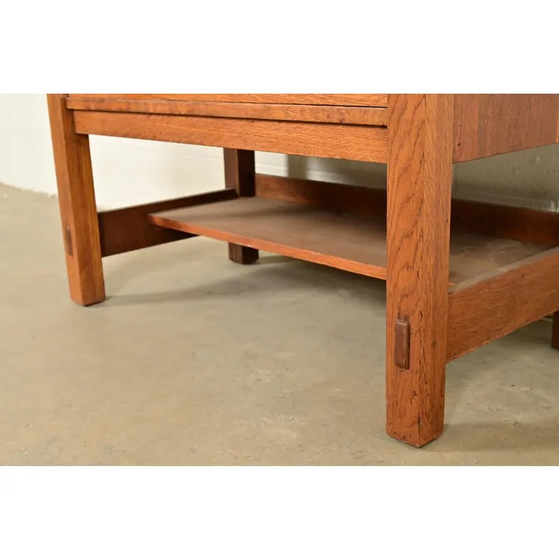 Lifetime Furniture Antique Mission Oak Arts & Crafts Drop Front Secretary Desk, Circa 1910 - Image 11