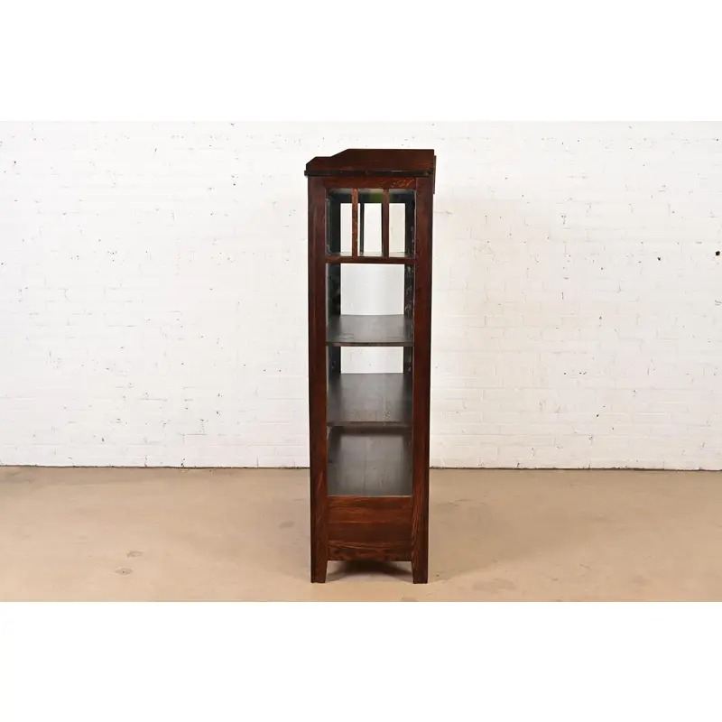 Limbert Style Antique Mission Oak Arts and Crafts Bookcase Cabinet, Circa 1910 - Image 11