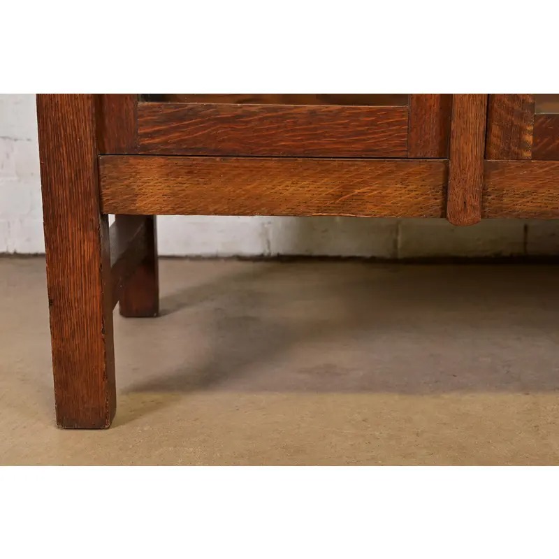 Limbert Style Antique Mission Oak Arts and Crafts Bookcase Cabinet, Circa 1910 - Image 11