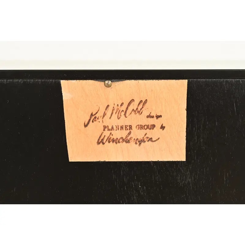 Paul McCobb Planner Group Black Lacquered Bookcase on Hairpin Legs, Newly Refinished - Image 11