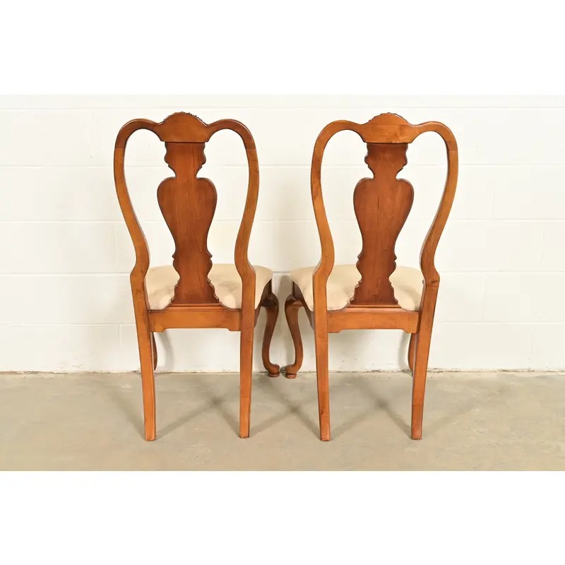 Queen Anne Solid Mahogany Dining Chairs by Stanley, Set of Four - Image 11