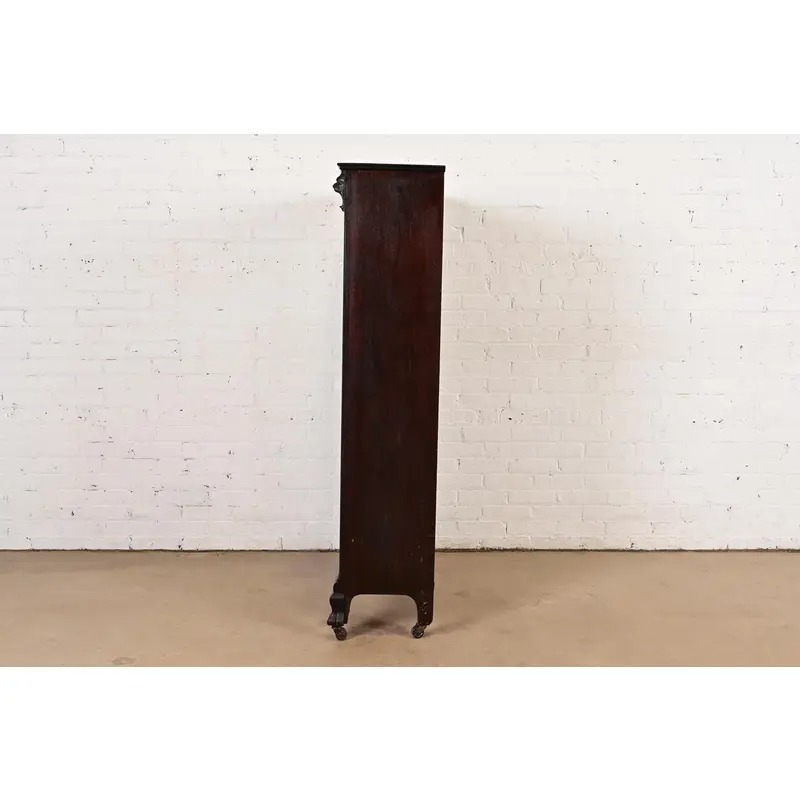 R. J. Horner Style American Empire Carved Mahogany Bookcase With Lion Heads, Circa 1890s - Image 11
