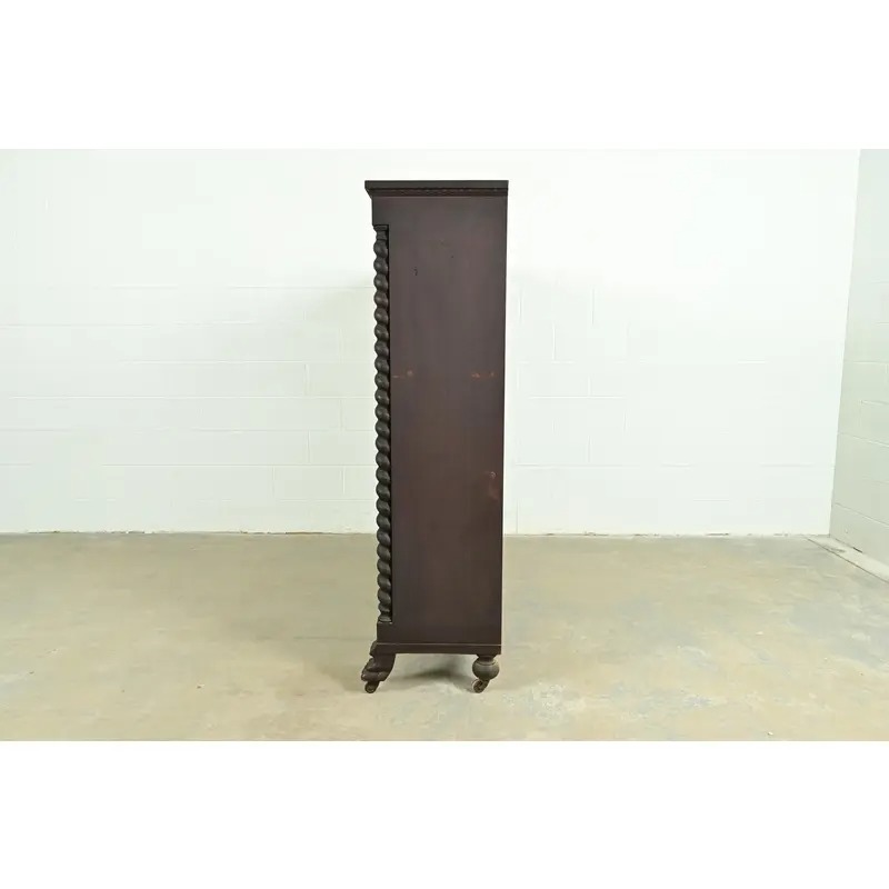 R. J. Horner Style American Empire Carved Mahogany Triple Bookcase With Lion Paw Feet, Circa 1890s - Image 11