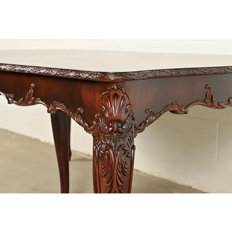 Romweber French Provincial Louis XV Mahogany Extension Dining Table, Newly Refinished - Image 11