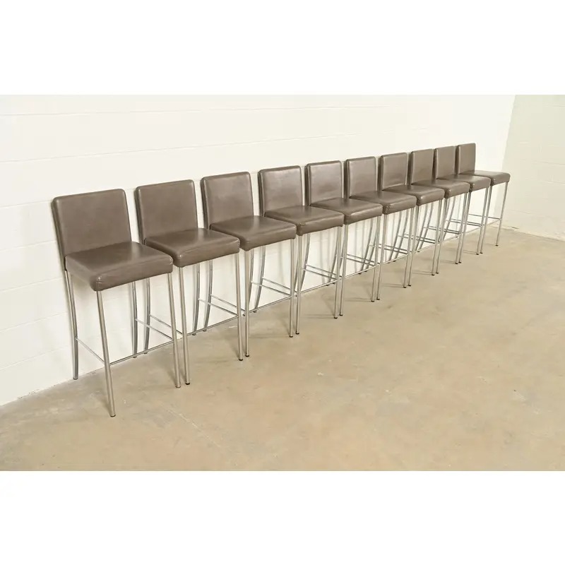 Steelcase Coalesse Modern Leather and Chrome Bar Stool - Image 11