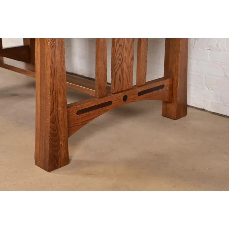 Stickley Style Mission Oak Arts & Crafts Extension Dining Table, Newly Refinished - Image 11