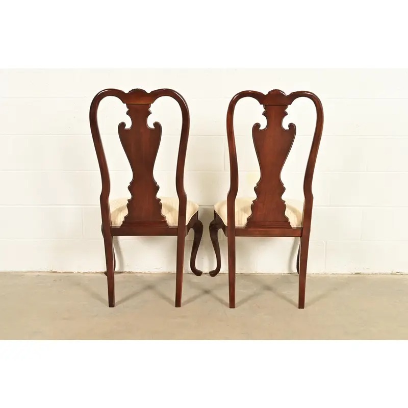 Thomasville Queen Anne Carved Solid Mahogany Side Chairs or Dining Chairs, Pair - Image 11