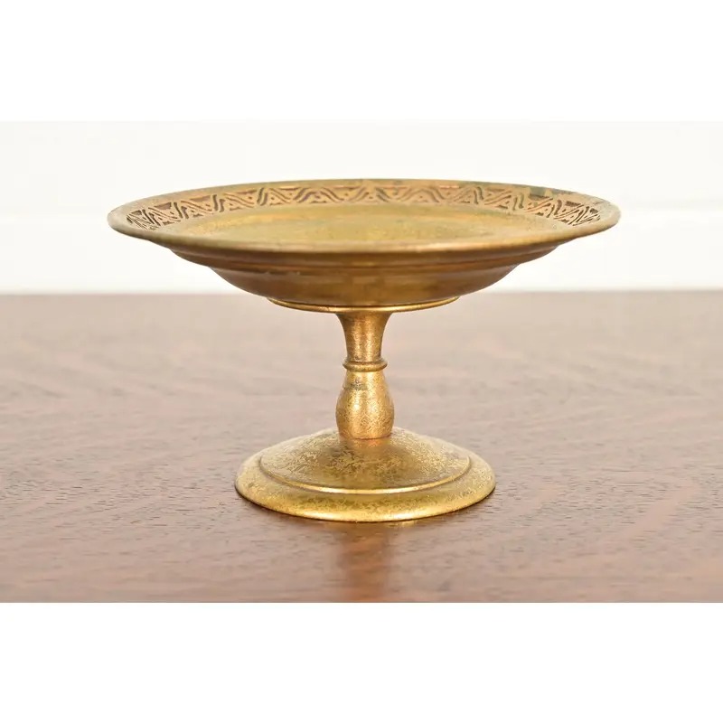 Tiffany Studios New York Bronze Doré Pedestal Bowl or Compote Dish With Bellflower Motif