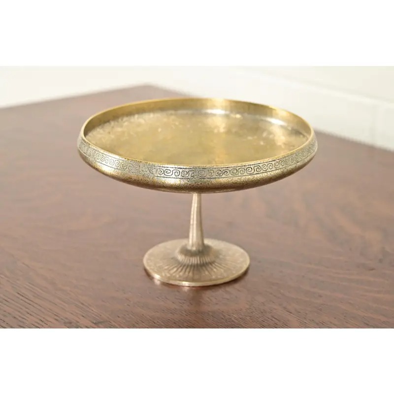 Tiffany Studios New York Bronze Doré Pedestal Bowl or Compote Dish With Greek Key Design
