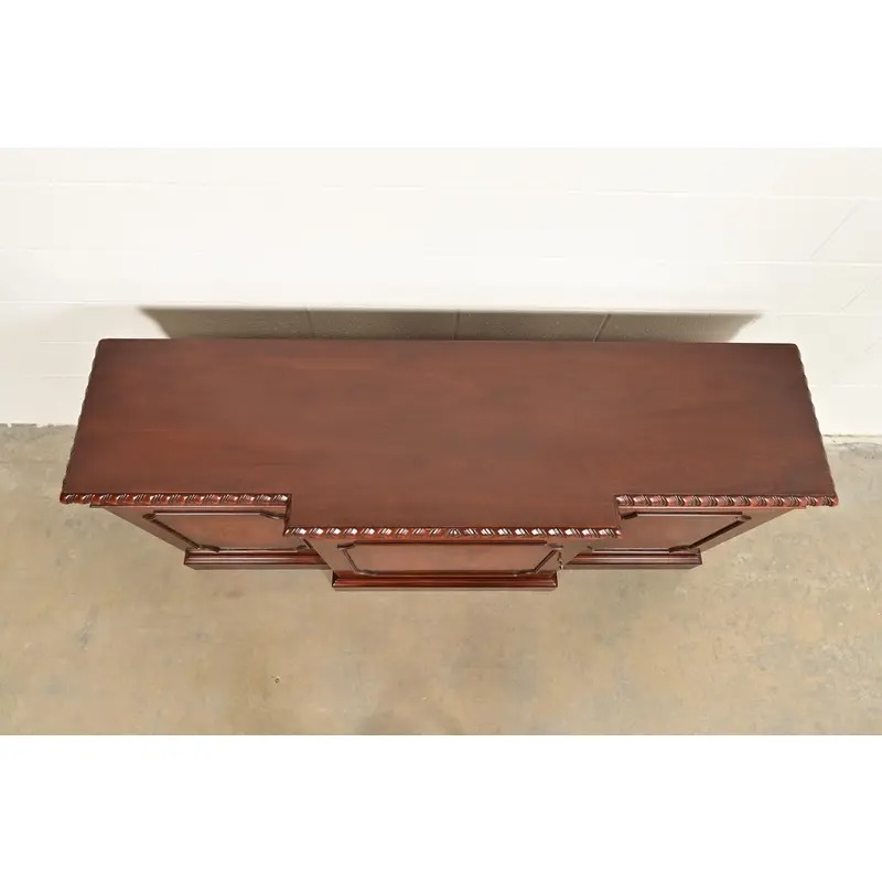 Baker Furniture Historic Charleston Georgian Flame Mahogany Breakfront Sideboard or Bar Cabinet - Image 12