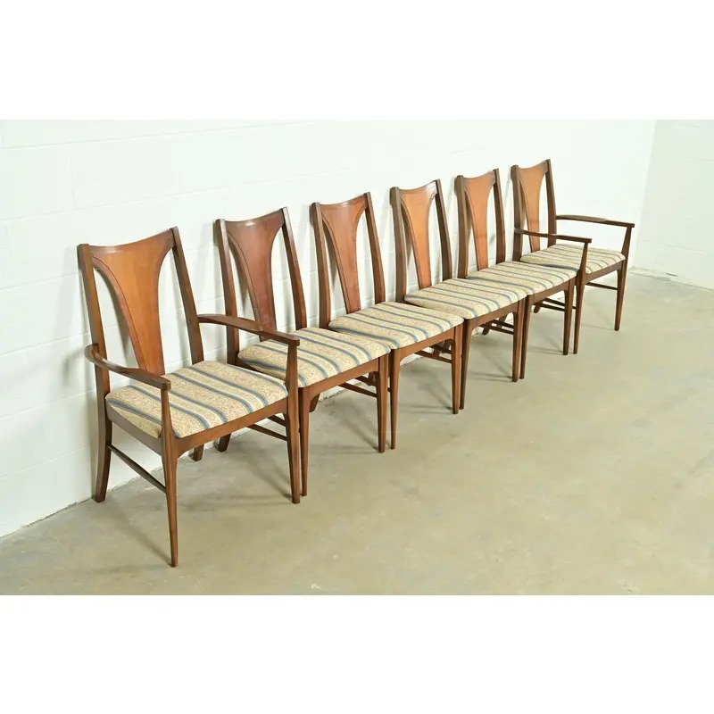 Broyhill Brasilia Mid-Century Modern Sculpted Walnut Armchairs, Pair - Image 12