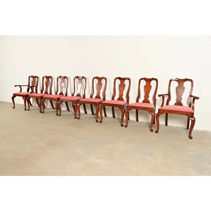 Henkel Harris Queen Anne Solid Cherry Wood Side Chairs or Dining Chairs, Pair - Image 12