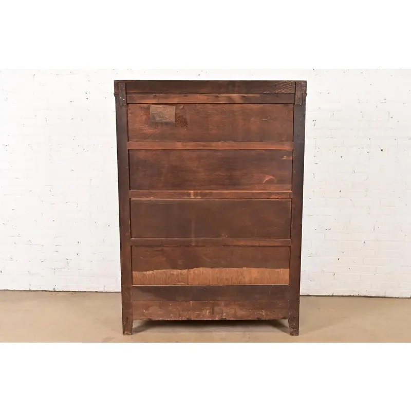 Limbert Style Antique Mission Oak Arts and Crafts Bookcase Cabinet, Circa 1910 - Image 12