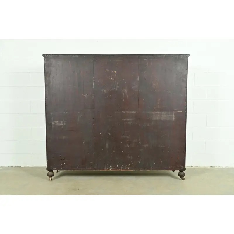 R. J. Horner Style American Empire Carved Mahogany Triple Bookcase With Lion Paw Feet, Circa 1890s - Image 12