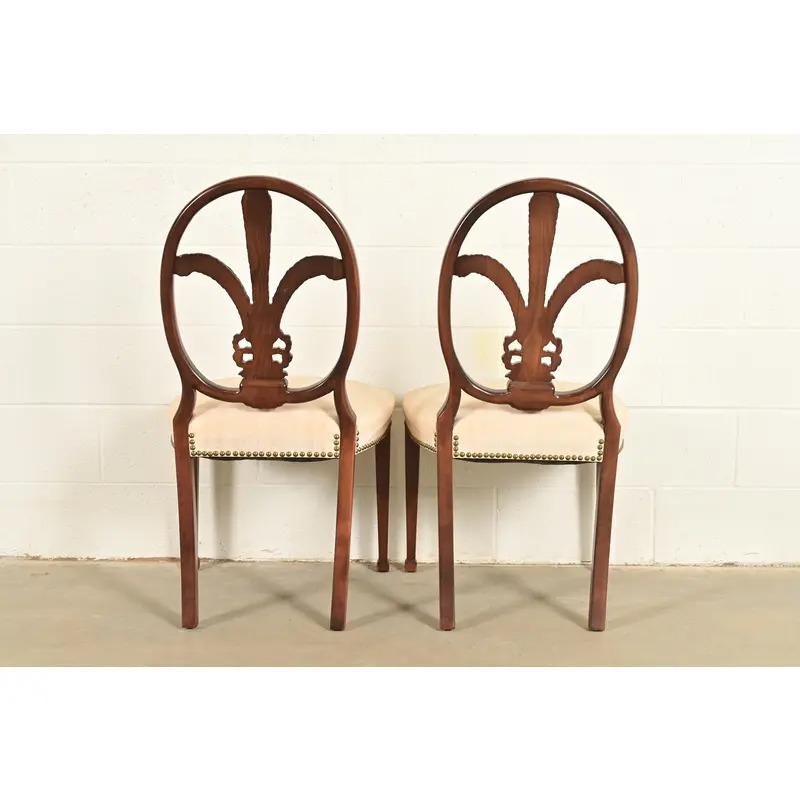 Romweber Antique French Regency Louis XVI Carved Mahogany Dining Chairs, Set of Four - Image 12
