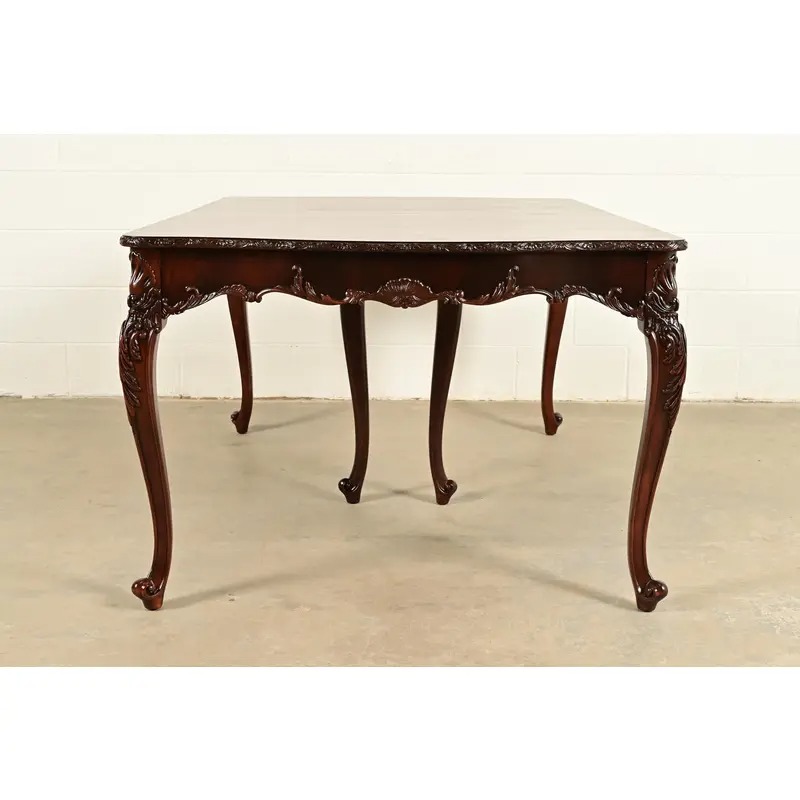 Romweber French Provincial Louis XV Mahogany Extension Dining Table, Newly Refinished - Image 12