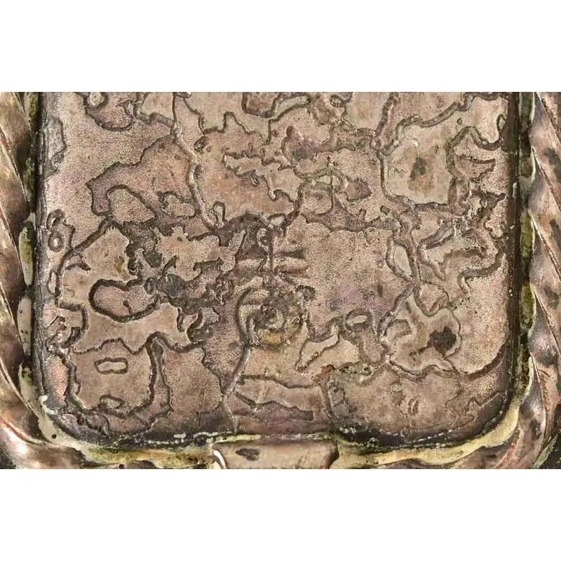 Roycroft Arts & Crafts Silver Finished Hammered Copper Blotter Ends With Leather Desk Blotter - Image 12