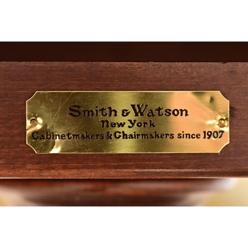 Smith & Watson Georgian Banded Cherry and Burl Wood Double Pedestal Extension Dining Table, Newly Refinished - Image 12