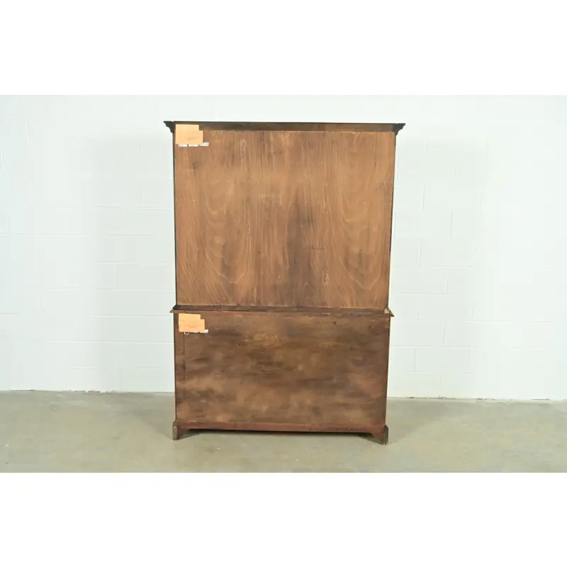 Statton Georgian Carved Cherry Wood Breakfront Bookcase or Dining Cabinet - Image 12