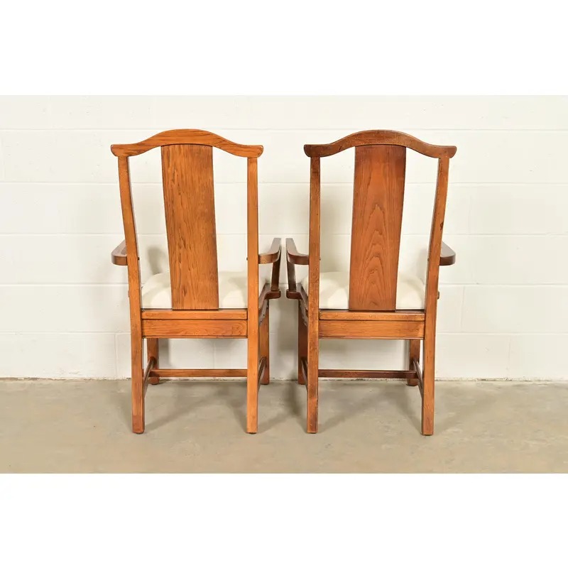 Thomasville Mid-Century Hollywood Regency Chinoiserie Carved Walnut Armchairs, Pair - Image 12