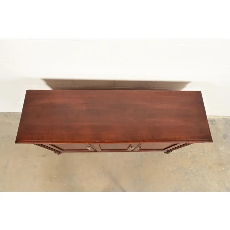 Ethan Allen British Colonial Carved Maple Sideboard Credenza or Bar Cabinet - Image 13