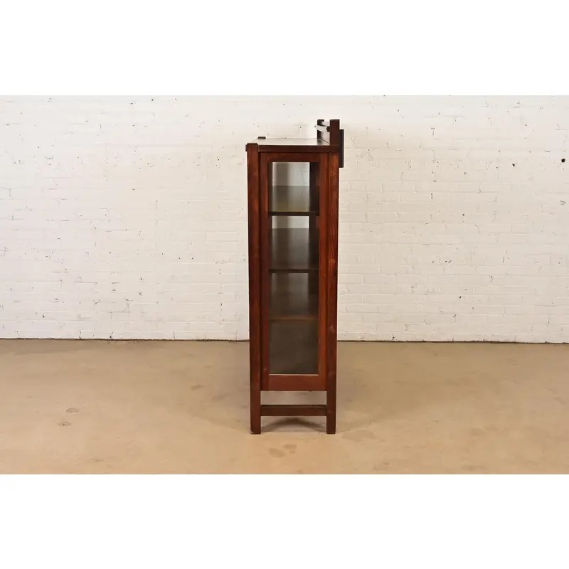 Limbert Style Antique Mission Oak Arts and Crafts Bookcase Cabinet, Circa 1910 - Image 13