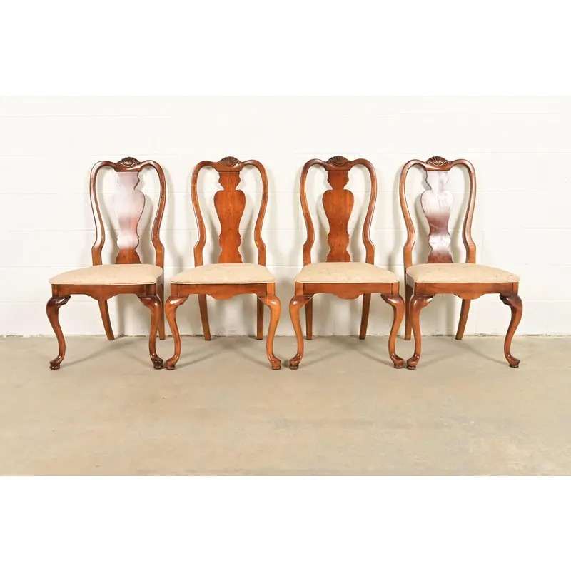 Queen Anne Solid Mahogany Side Chairs or Dining Chairs by Stanley, Pair - Image 13