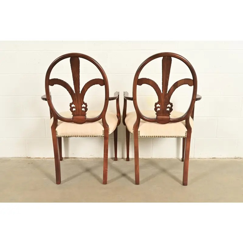 Romweber Antique French Regency Louis XVI Carved Mahogany Dining Chairs, Set of Six - Image 13