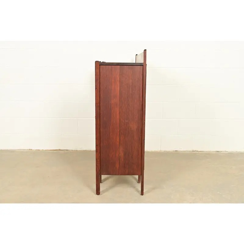 Stickley Brothers Style Antique Mission Oak Arts & Crafts Double Bookcase With Drop Front Secretary Desk, Circa 1910 - Image 13