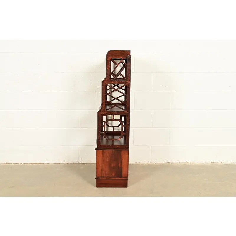 Baker Furniture Style Chinese Chippendale Carved Mahogany Étagère or Bookcase - Image 14